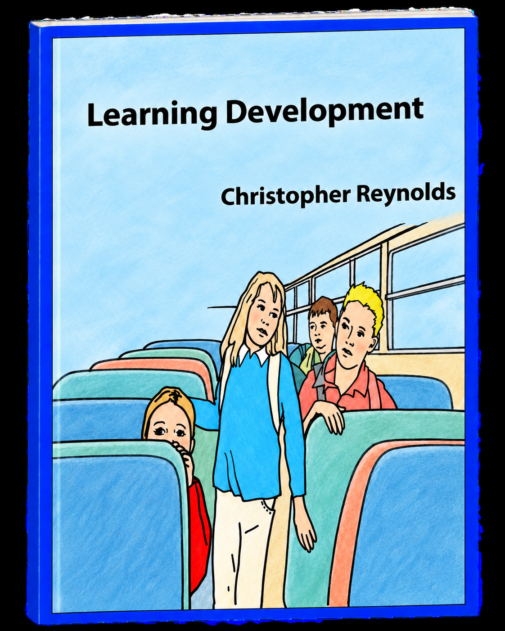 Learning Development paperback cover showing children on a bus with blue front seats and sky-blue windows
