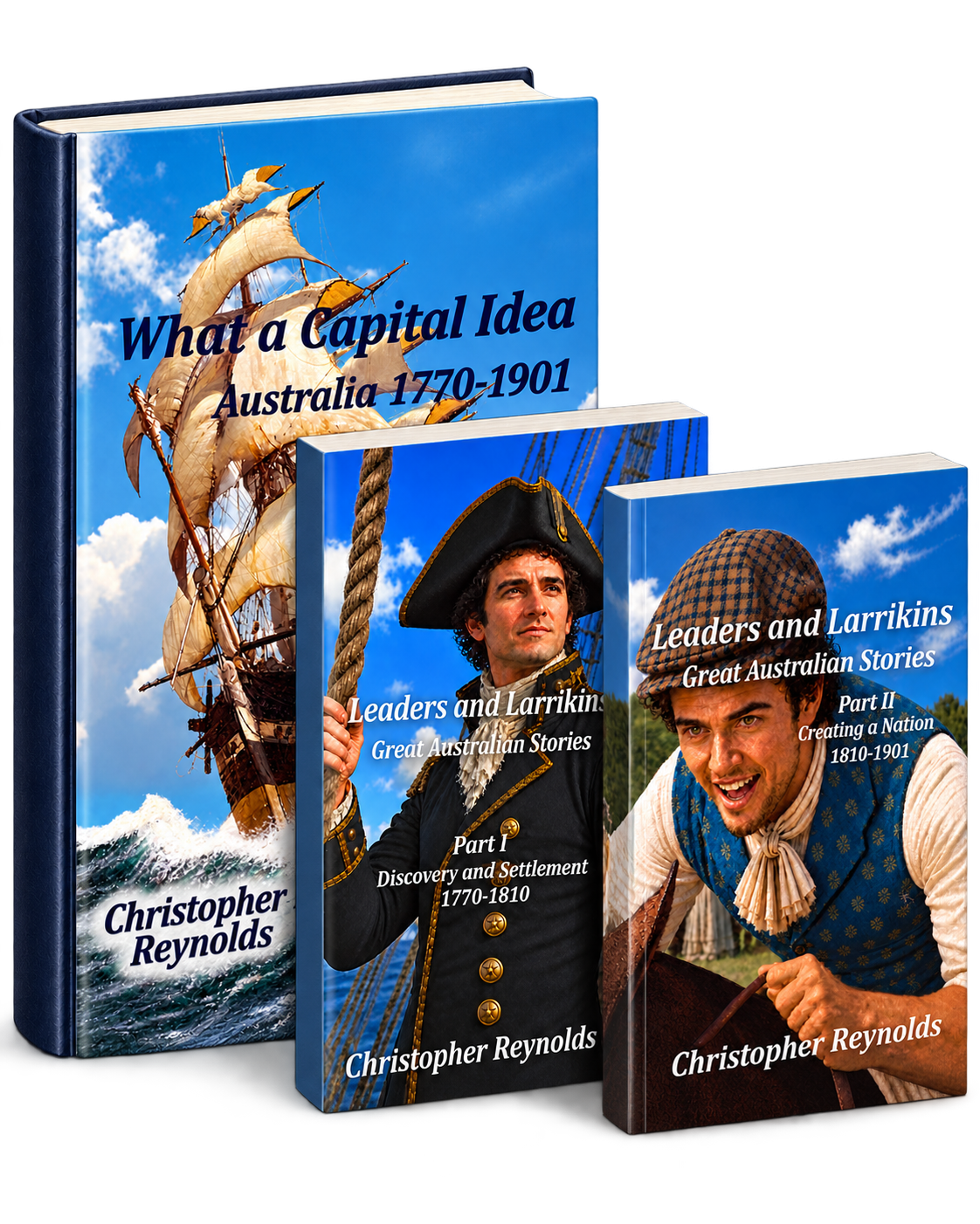 Three-book set featuring What a Capital Idea and Leaders and Larrikins Parts I and II